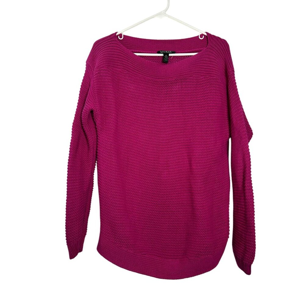 Lauren Ralph Lauren Women's Size Large Dark Pink Knit Sweater